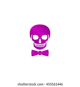 Skull icon isolated, tie. Flat design style eps 10