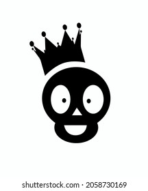 Skull icon king with crown, black color isolated on the white background 