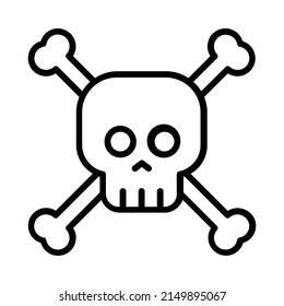 Skull Icon. Line Art Style Design Isolated On White Background