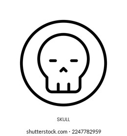 skull icon. Line Art Style Design Isolated On White Background