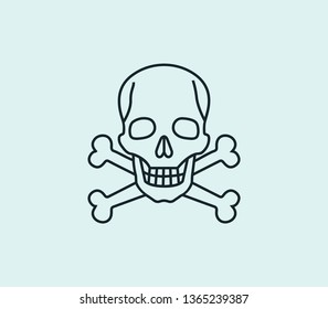 Skull icon line isolated on clean background. Skull icon concept drawing icon line in modern style. Vector illustration for your web mobile logo app UI design.