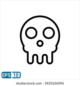 skull icon in line style isolated on white background. EPS 10