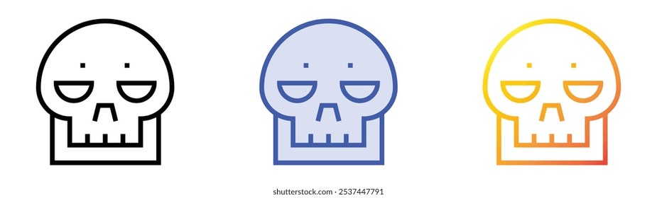 skull icon. Linear, Blue Fill and Gradient Style Design Isolated On White Background