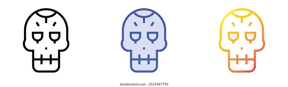 skull icon. Linear, Blue Fill and Gradient Style Design Isolated On White Background