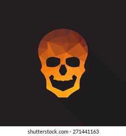 Skull icon with long shadow - Vector