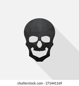 Skull icon with long shadow - Vector
