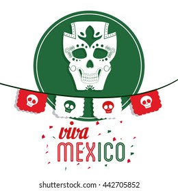 Skull icon. Mexico culture. Vector graphic