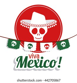 Skull icon. Mexico culture. Vector graphic