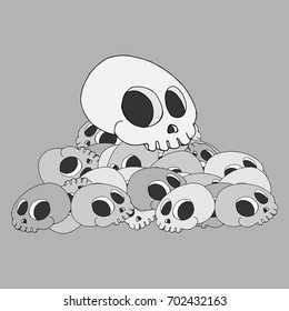 Skull icon. The mountain of skulls. Cartoon skull. Vector illustration.