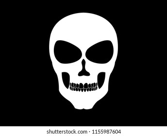 Skull  icon on black background. White skull isolated on black background elements.