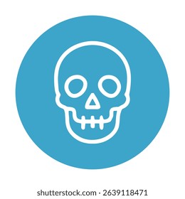 Skull icon on blue circle. Icon symbol illustration