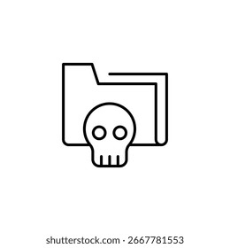 Ícone De Crânio Na Pasta Que Simboliza Violação De Dados Ou Ameaça À Segurança Cibernética