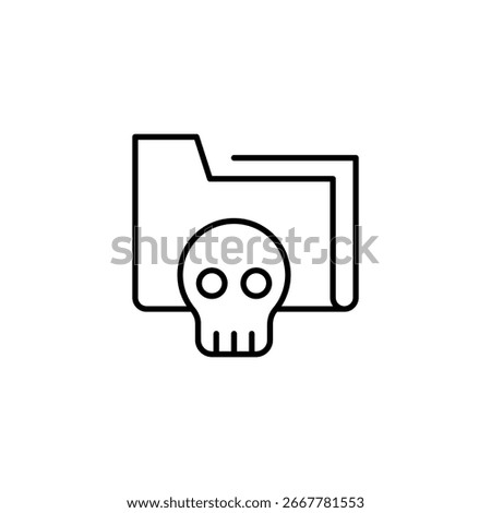 Skull Icon On Folder Symbolizing Data Breach Or Cybersecurity Threat