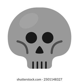 Icono del cráneo en color gris. Arte de Clip de dibujos animados planos 2D para Halloween y la celebración del día de los muertos. Muerte, horror, espeluznante, símbolo de peligro. Vector editable EPS.