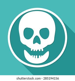 Skull icon on white circle with a long shadow