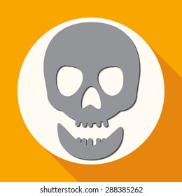 Skull icon on white circle with a long shadow