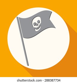 Skull icon on white circle with a long shadow