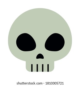 skull icon over white background, flat style, vector illustration
