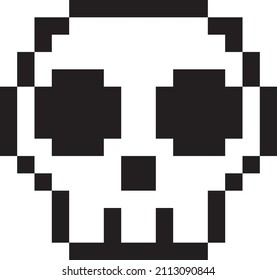 Skull Icon Pixel Art White und Black