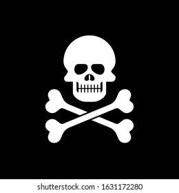 Skull Icon. Poison Sign. Pirates Symbol. Warning Emblem or Sticker,  Attention Signage - Vector.