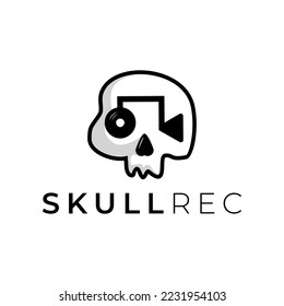 skull icon and recording logo design