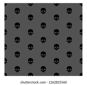 Skull icon seamless pattern on grey background