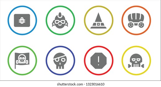 skull icon set. 8 filled skull icons.  Simple modern icons about  - Spam, Pirate, Punk, Skull, Witch, Wagon