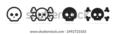 Skull icon set. Crossbones and skull icons. Crossbones and Skull vector icon set. 