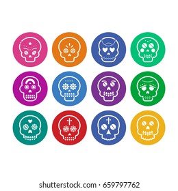 skull icon set flat color