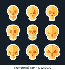 Skull icon set in a flat style. Halloween collection.