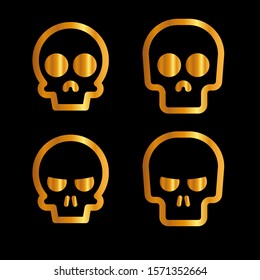 Skull icon set golden, vector. EPS 10