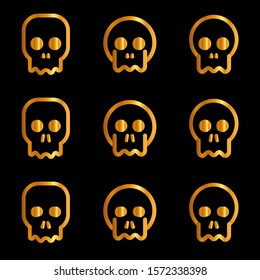 Skull icon set golden, vector. EPS 10