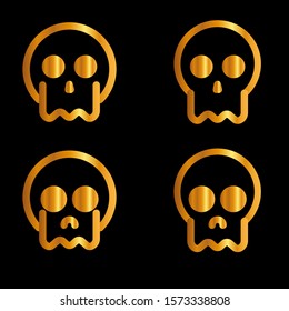 Skull icon set golden, vector. EPS 10
