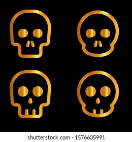 Skull icon set golden, vector. EPS 10