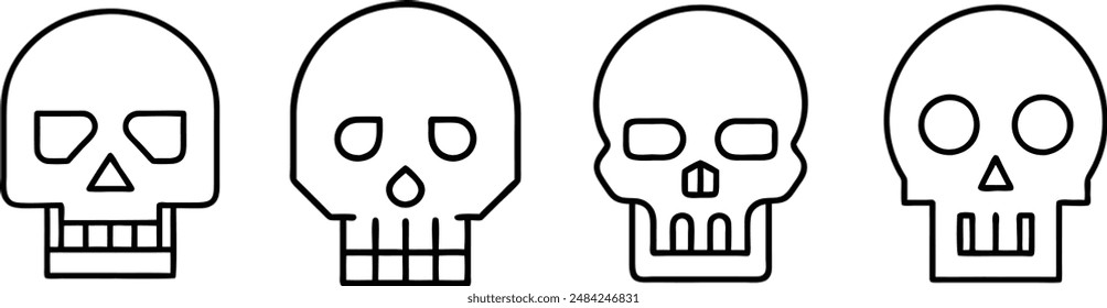 skull icon set. Line Icon. Editable Stroke.