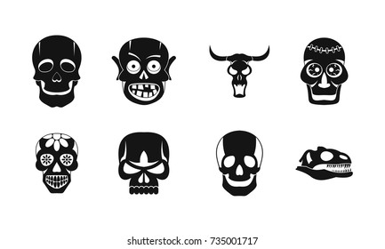 Skull icon set. Simple set of skull vector icons for web design isolated on white background