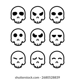 Ícone De Caveira Define O Design Do Vetor.