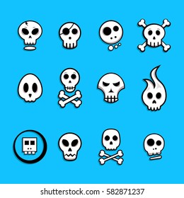 Skull icon set - vector illustration