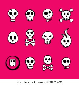Skull icon set - vector illustration