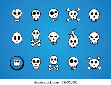 Skull icon set - vector illustration