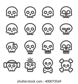  skull icon set.line vector.