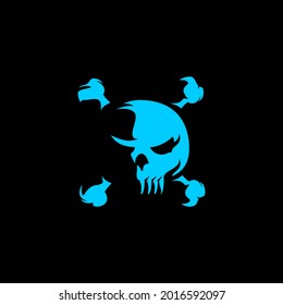 skull icon silhouette on black background