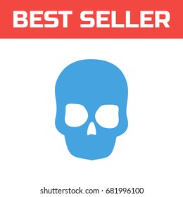 Skull icon . Single high quality outline symbol for web design or mobile app. Thin line sign for design logo. Blue pictogram on white background. Vector illustration.