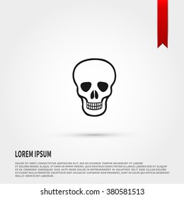 Skull Icon. Skull symbol. Danger concept. Flat design style. Template for design.