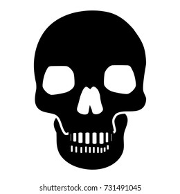 Skull Icon Symbol Design. Vector illustration of skull isolated on black background. Halloween graphic.