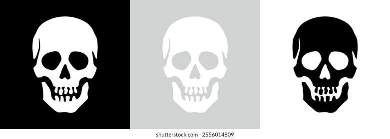 Skull icon. Symbol of poison and danger. Pirate flag attribute. Human skull.