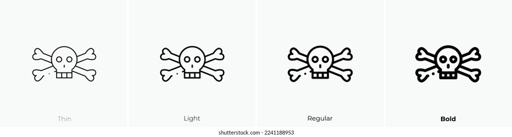 skull icon. Thin, Light Regular And Bold style design isolated on white background