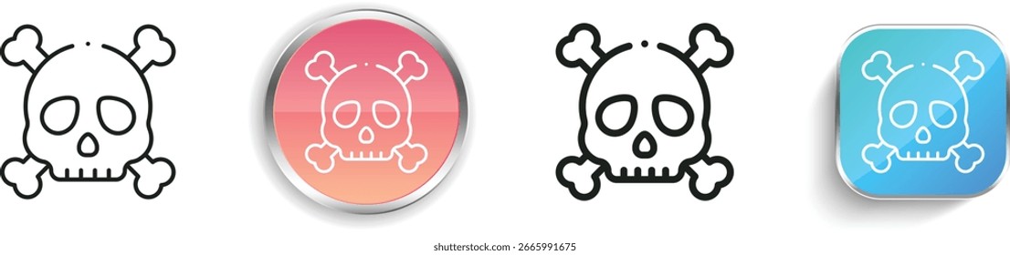 ícone do esqueleto. Design fino, linear, regular e estilo botão isolado no fundo branco