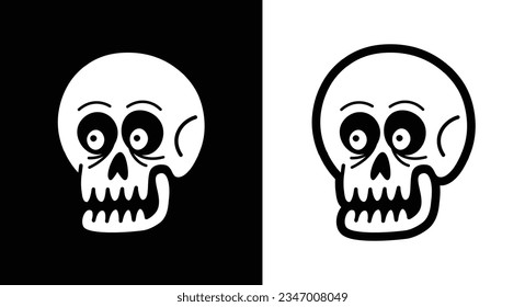 Skull icon. Vector black and white illustration.