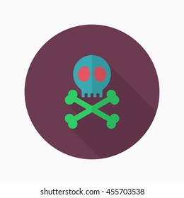 Skull icon , Vector flat long shadow design.